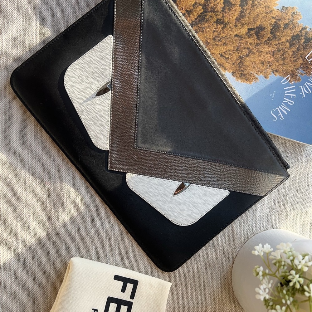 Fendi Black Leather Clutch Bag